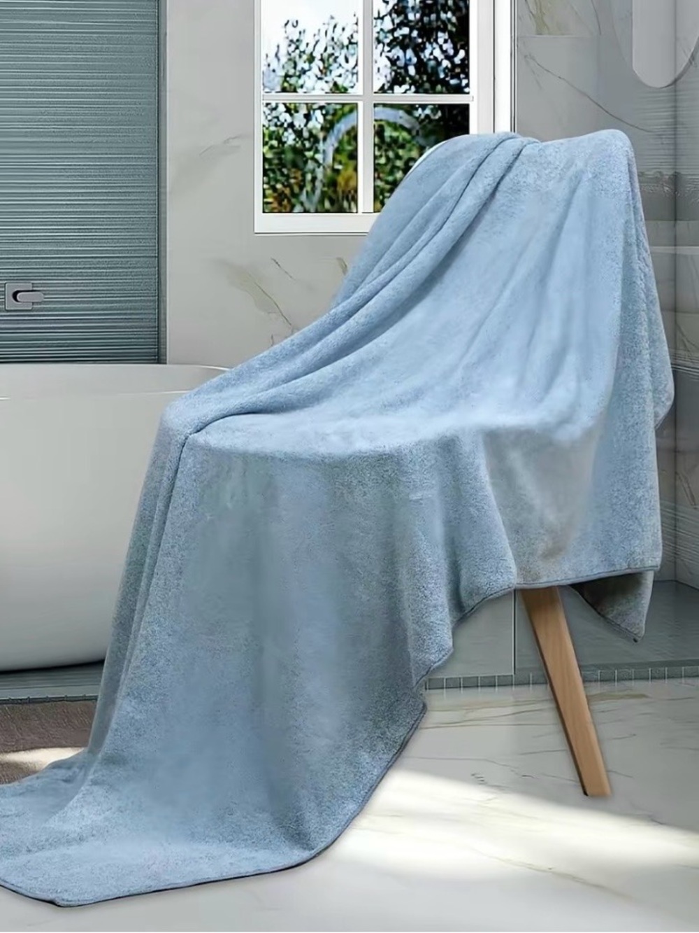 2 Plush Bath Towel - Pale Blue